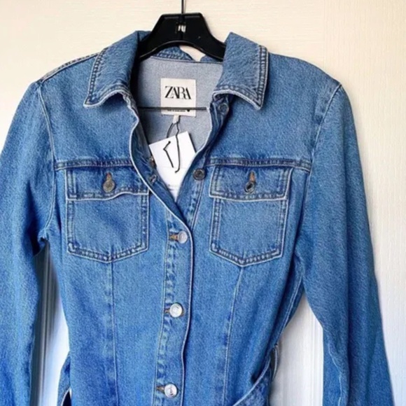 Zara Denim Long Sleeve Dress - Picture 4 of 16